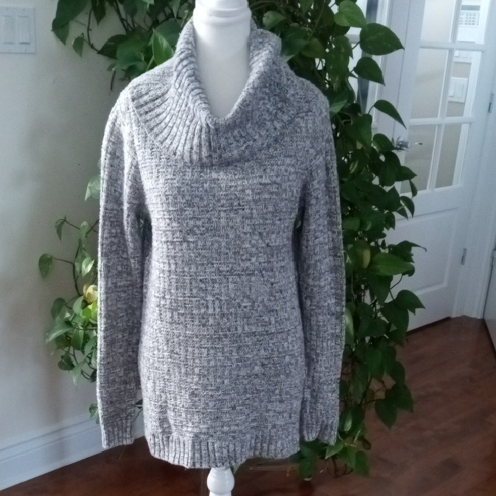 Hilary Radley Heathered Gray Cowl Neck Sweater